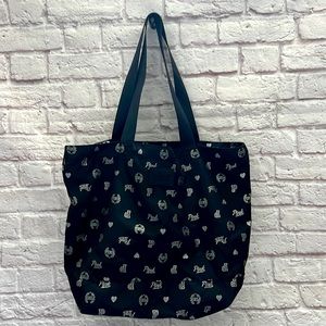PINK Victoria’s Secret large black and silver travel bag tote